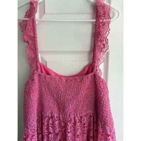 Arula Pink Lace Maxi Smocked Back Dress Boho size 18-20 - Picture 7 of 7